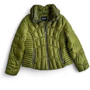 GUESS Green Quilted Puffer Jacket